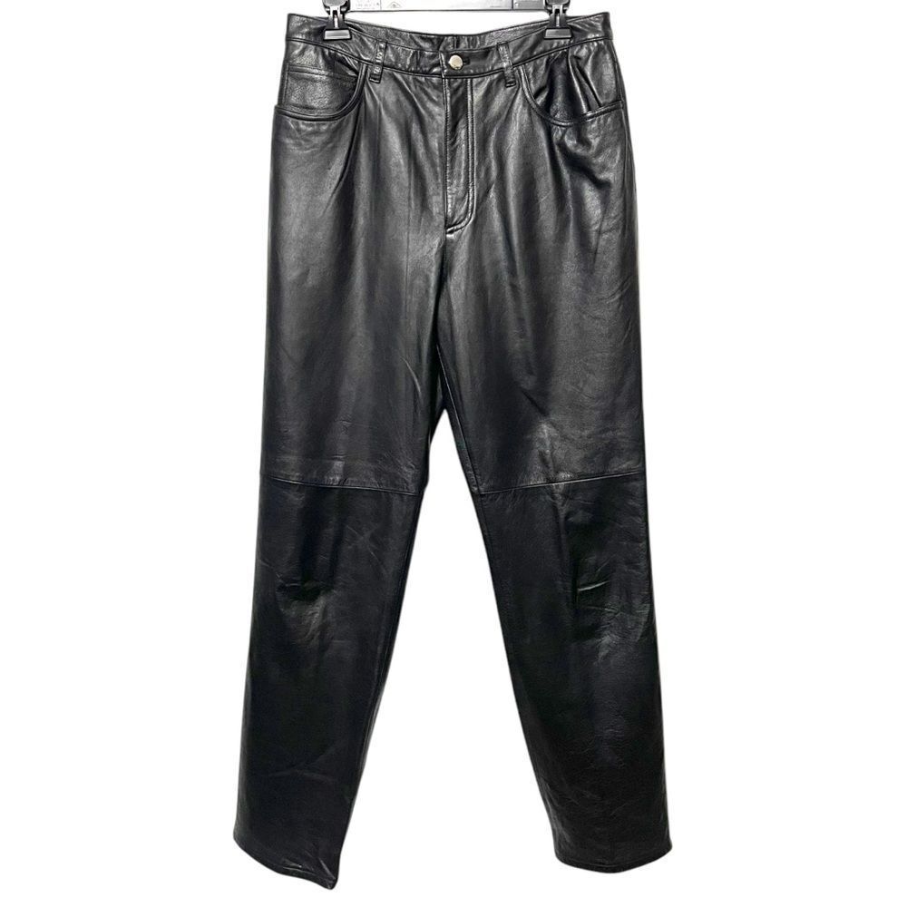 JONES NEW YORK Black Leather Pants 12 - Picture 6 of 6